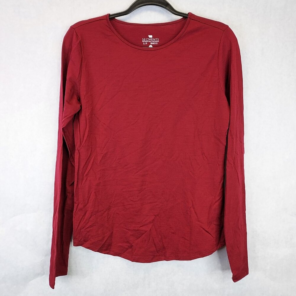 Segments Merino Wool Top Womens S Long Sleeve Base Layer Red Outdoor Hiking Flaw